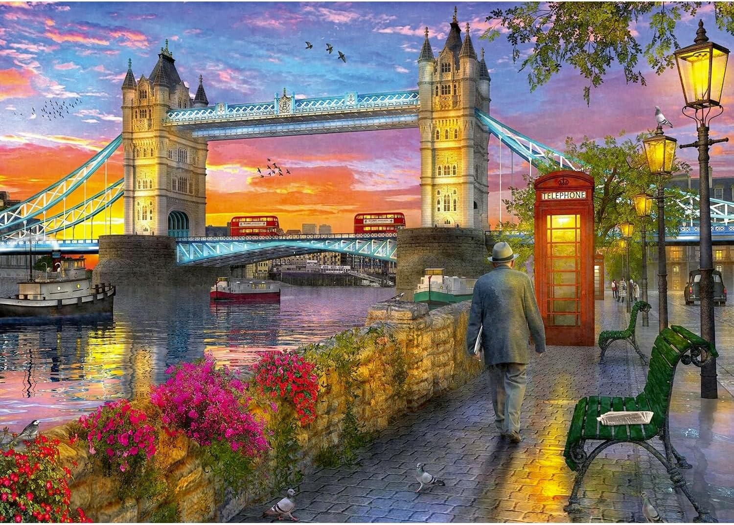 image:imageRavensburger Puzzle 1000 Teile Tower Bridge at Sunset Puzzles fr Erwachsene ab 14 Jahren 70 x 50 cm Puzzle fr Erwachsene wunderbare Illustrationssammlung GeschenkideenModern