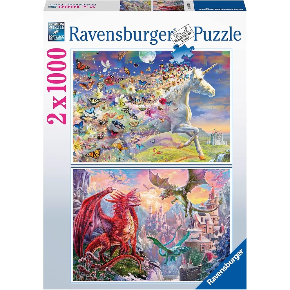 image:imageRavensburger Puzzle 12000339 Einhorn und Drachen 2X 1000 Teile Puzzle fr Erwachsene und Kinder ab 14 Jahrenltere Version