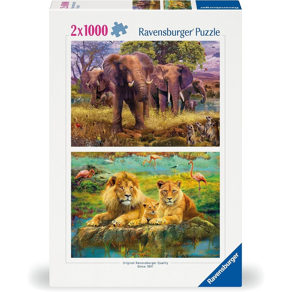 image:imageRavensburger Puzzle 12000340 Afrikanische Tiere 2X 1000 Teile Puzzle fr Erwachsene und Kinder ab 14 JahrenKlassisch