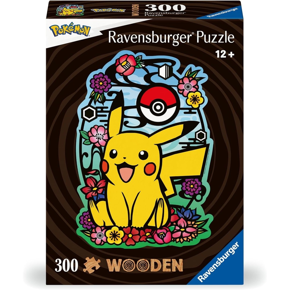 image:imageRavensburger Wooden Puzzle 12000761 Pikachu 300 Teile KonturHolzpuzzle mit stabilen individuellen Puzzleteilen und 25 kleinen Holzfiguren Whimsies fr PokemonFans ab 12 Jahren
