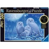 Ravensburger Puzzle Eulen im Mondschein – 500 Teile Puzzle für Erwachsene(Retro)
