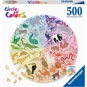 Ravensburger Puzzle Circle of Colors Tiere – Rundes 500 Teile Puzzle(Mehrfarbig)