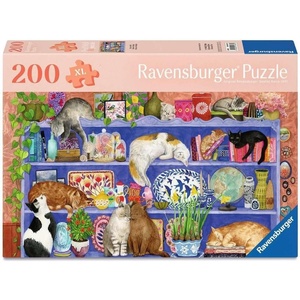 Ravensburger Puzzle Katzen im Regal – 200 große Puzzle-Teile für Senioren