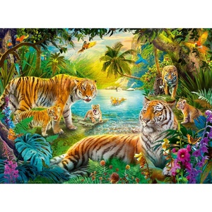 Ravensburger Puzzle Zebras am Wasserloch – 500 Teile Puzzle für Erwachsene(Tiger Family)