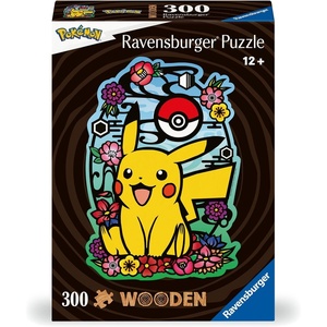 Ravensburger Wooden Puzzle 12000761 – Pikachu – 300 Teile Kontur-Holzpuzzle mit stabilen, individuellen Puzzleteilen und 25 kleinen Holzfiguren = Whimsies, für Pokemon-Fans ab 12 Jahren