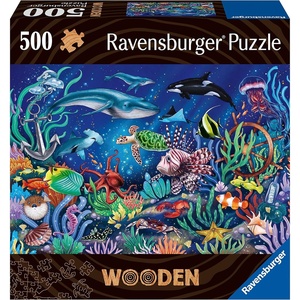 Ravensburger Wooden Puzzle 17515 – Unten im Meer – 500 Teile Holzpuzzle für Erwachsene und Kinder ab 14 Jahren, mit stabilen, individuellen Puzzleteilen und 40 kleinen Holzfiguren (Whimsies)(Single)