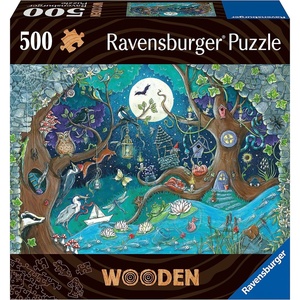 Ravensburger Wooden Puzzle 17516 – Fantasy Forest – 500 Teile Holzpuzzle für Erwachsene und Kinder ab 14 Jahren, mit stabilen, individuellen Puzzleteilen und 40 kleinen Holzfiguren (Whimsies)(Single)