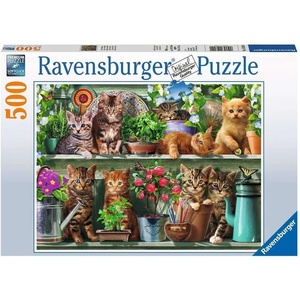 Ravensburger für Erwachsenenpuzzle Katzen im Regal – 500 Teile Puzzle(Klassisch)